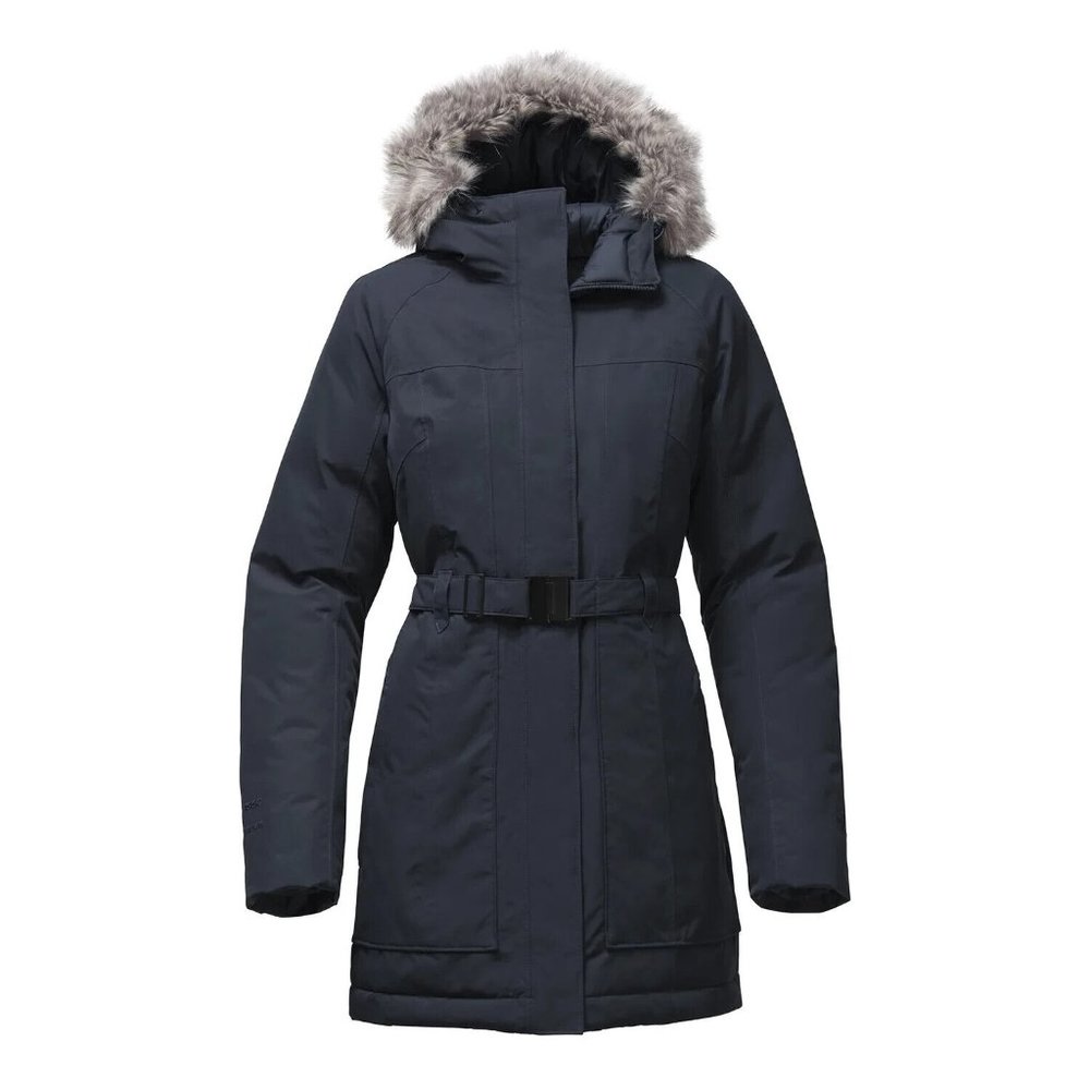 The North Face Women Brooklyn II Parka Hooded Black L 550 Down *no fur no belt